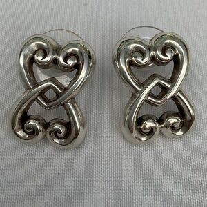 Elegant Silver Heart Knot Earrings
